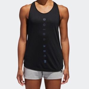 ADIDAS | Doing Work Graphic Racerback Black Tank Top Women’s Size Large